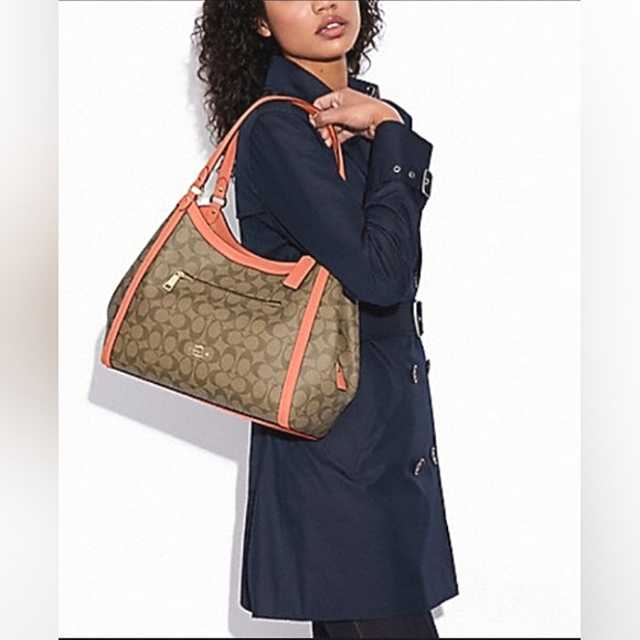 BRAND NEW~Spacious COACH Signature Canvas "KRISTY" 3 Section Shoulder/Satchel - Picture 2 of 16